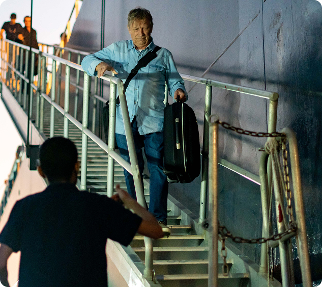 Marine professional boarding a vessel